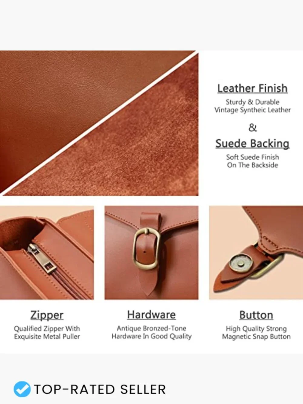 Vegan Leather Top Handle Satchel Purse Retro Vintage Shoulder Bag Classic